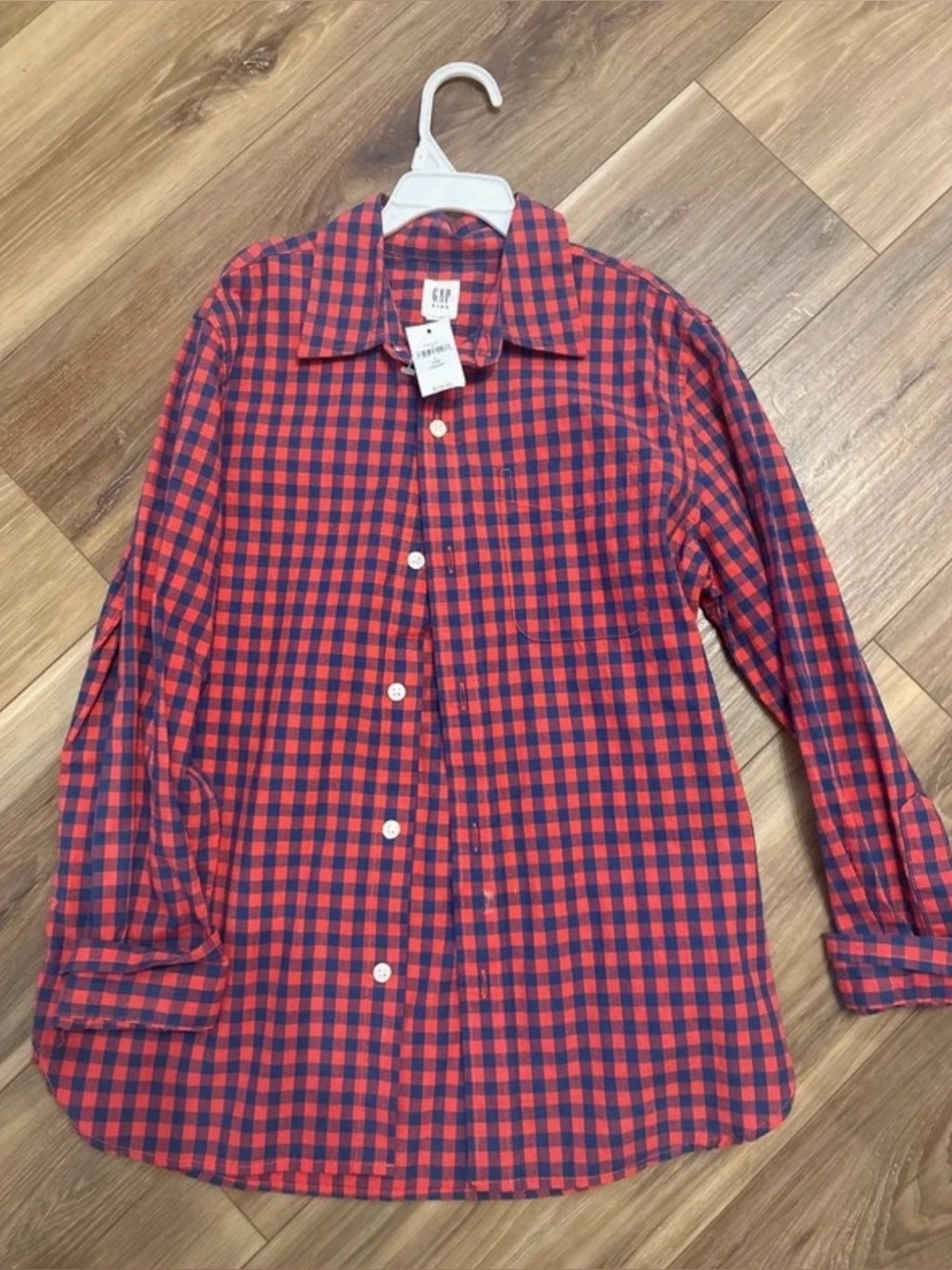 GAP Boy’s Red & Navy Check Button-Up Shirt
